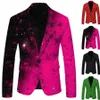 men's Suit 3d Sequin Suit Printed Pocket Lapel Butt Up Suit Blazers Two Social Outerwear Coat Casual Wedding Jacket Coat x9E2#