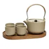 Set da tè Teiera creativa Ceramica per uso domestico in terracotta Fascio di sollevamento Bollitore Fiore con manico isolante termico antiscottatura