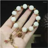 Beaded Strand White Jade Bodhi Lotus 12Mm Bracelet Diy Door Frame Spacer Beads Seedpod Pendant Drop Delivery Jewelry Bracelets Otx1Y