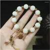 Frisado Strand Branco Jade Bodhi Lotus 12mm Pulseira Diy Moldura Da Porta Spacer Beads Seedpod Pingente Gota Entrega Jóias Pulseiras Otx1Y