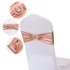 SASHES 10st 50st Rose Gold Metallic Spandex Wedding Stol Sash Bands Elastic Stretch Stol Bow Knot Tie Party Event Hotel Decoration