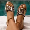 Slippers 2024 Summer Fashion Shoes Open Toed Casual Flip Flops Rome Leopard Print Large Size 43