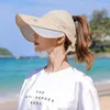 Bollmössor Summer Sun Hat Visor Female Scalable Brim Empty Top Baseball Cap UV Protection Beach Hats for Women