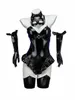 punk Black Sailor Girls Cosplay Bunny Jumpsuit Ruffle Lingerie Bodysuit Faux Leather Rabbit Woman Maid Halen Set Dropship n6DB#