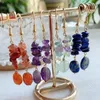 Reiki boucles d'oreilles en cristal naturel pour femmes puce pierre longue gland pendule minerai roche cornaline violet cristal goutte boucle d'oreille Femme