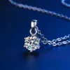 Charms Trendy Sterling Silver 1CT D Color Moissanite Pendant Halsband för kvinnor smycken Platinum 6 Prong Clavicle GiftCharms2480