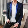 boutique Luxury Shiny Men's Casual Spotted Blazer Gentleman Ball Banquet Party Tuxedo Groom Wedding Dr Stage Host Suit Jacket T0fL#