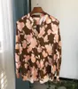 Women's Blouses High-end Elfstyle Female Silk Long Sleeve Floral Printing Blouse Shirt Top