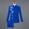 Chinoiserie Style Men Stand Kllar Hafdery Suit 2 -części