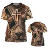 Chrześcijańskie Jezus Men's Thirt Top 3D Drukuj ponadgabarytowe krótkie koszulki z krótkim rękawem Harajuku streetwear Summer Fi ubrania luźne pullover a5ui#