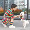 Cream Cloth Dog Clothes, Cat Clothes, Summer Thin Rainbow Pet Parent-child Clothing