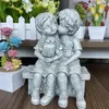 Garden Decorations Happy Yami Home Accessories Decor Statue Boy Girl Sitting Bench Figurine Outdoor Indoor Resin Kissing Couple