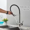 Torneiras de cozinha Torneira de água filtrada Preto Pull Down Flexível Pulverizador Latão 360 Purificação Giratória Pure Mixer Tap 3 Way