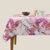 Эстетическая скатерть с цветами и цветочным принтом, розовая, белая, скатерть, полиэстер, водонепроницаемая для кухни, столовой, 60x60 240312