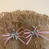 Kolczyki Dangle Korean Fashion Sweet Cool Harajuku Pink Ribbon Bowknot Charms for Women Lolita Y2K Biżuter