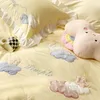 Bedding Sets Ins Wind 3D travesseiro livre nuvem pura waffle lavada 3/4 PCs Princess Style All Girl Heart por atacado