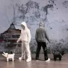 Skulpturer Banksy Dog Walker Skulpturer Figurer Harts Hemdekoration Husdekorationer Desk Tillbehör Lysta vardagsrum Dekoration