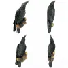 Sculptures Resin Black Crows Perch Wall Sculpture Lifelike Crows Garden Hanging Ornaments Gothic Raven Statue Decor for Tree Branch Decor