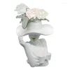 Vases Chapeau européen Femme Tête Portrait Pot de fleurs Résine Accessoires Table basse Sculpture Artisanat Maison Salon Figurines Décoration