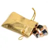 Present Wrap Gold and Silver Color Organza Bags smycken Takstring Puches 5.5x7cm År Julbröllop Favor Bag 50pcs