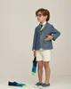 Blazers roupas infantis de linho azul para menino de 4 a 12 anos elegantes crianças personalizadas plus size trajes formais conjunto para menino novo 271v #