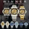 WINNAAR Holle Mechanische Heren Horloges Topmerk Luxe Iced Out Crystal Fashion Punk Stalen Horloge voor Man Klok 201113224u