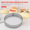 Formy do pieczenia 10pc okrągłe trójkątna stalowa stali nierdzewna Ring Ring Tower Pie Cake Forma Perforaned Desser Mousse Rin