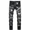 Fi Street Hip-Hop Jeans Hommes Stretch Slim Fit Ripped Jeans de haute qualité 2023 Nouveau mâle Punk Style Denim Pantalon Noir Y3ny #