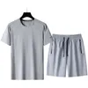 Zomer Zwart Wit Trainingspakken Voor Heren Set Mouwen T-shirt Shorts Sportkleding Merk Sportpak Oversize 5XL 240325