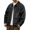 vintage Patch Pockets Cargo Shirt Mens Jackets Casual Lg Sleeve Butt Lapel Jacket Coat Streetwear Men Clothes Outerwear Fall b2xy#