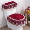 Toilet Seat Covers Cushion 3pcs Set Velvet Zipper Dust-proof Warm Cover Four Seasons Universal Water Tank Hood Mat