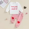 Clothing Sets Toddler Baby Girl Boy Valentine S Day Clothes Letter Print Sweatshirt Heart Pattern Pants 2 Pcs Outfit