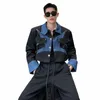 Luzhen 2024 novo denim emenda design jaquetas curtas na moda alta rua temperamento masculino original outerwear navio livre lz1762 d3o7 #