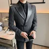 2023 Autumn Winter Suit Jacket Men Chinese Style Lapel Collar Casual Busin Blazers Wedding Groom Banquet Party Blazers M-4XL J1GM#