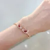 Swarovskis Bijoux Version Bracelet Jumping Heart Red Crystal Bracelet Womens Luxury Simple and Dynamic Goose Bracelet Gift