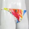 Underpants G3774 Mens String Bikini Narrow Waist Multi Color Feather Printed Options