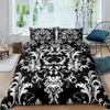 Set di biancheria da letto per adulti damask nero copertina di copertina re antica vittoriana barocca gotica floreale bohémien trapunta esotica