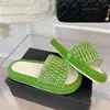 Pantoufles tissées à la main pour femmes, Mules paresseuses tressées, nouvelles sandales de styliste à plateforme de 3cm, boucle en cristal, chaussures de plage d'extérieur pour printemps et été