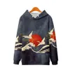 Herrtröjor tröjor harajuku crane tryck hoodies tröja höst japansk casual överdimensionerad hooded hoodie hip hop pullover kvinnor män kläder 24328
