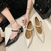 Scarpe casual Punta a punta Linea poco profonda con tacco sottile Versione coreana singola Mary Jane francese con tacco basso da donna