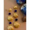 Hoop Huggie Boucles d'oreilles Antique Bvzantine Style Art Déco Lapis Boucle d'oreille Bijoux pour femmes Gemstone Ambre Garnet Jade Lazi Ear Drop Dangle Ot7Zp