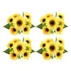 Fleurs décoratives 4 bouquets 7 têtes tournesol simulation fleur artificielle jaune tissu de soie maison magasin physique décoration de fenêtre