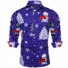 Chemises bleues pour hommes Lg manches Noël hommes vêtements fête sociale Porm Dr chemise et chemisier en gros hommes cadeau R0qS #