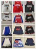 Män Throwback Basketball Shorts Pocket Allen 3 Iverson Joel baskettröjor Blue Red White Black