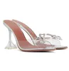 Femmes d'été célèbres Amina Muaddi Sandals Chaussures Rosie Martini talons en cristal arcs ouverts ouverts Mules Lady Elegant Walking EU35-43