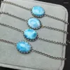 Decoratieve Beeldjes S925 Natuurlijke Larimar Armband Mode Energie Steen Reiki Healing Crystal Strand Fengshui Gift 1PCS