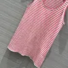 Frauen Tanks 2024 Sommer Mode Baumwolle Blends Gestrickte Tank Tops Frauen Oansatz Ärmellose Dünne Nette Rosa Streifen Muster Top