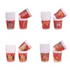 Disposable Cups Straws Y1UU 50Pcs Dragon Year Disposables Paper Chinese Festival Decorative Cup