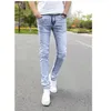 2023 Cholyl nova luz azul jeans magros homens primavera verão magro denim jeans homens cott elástico denim calças de alta qualidade r85v #