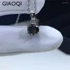 Pendants GIAOQI Original 925 Silver Diamond Past Round Brilliant Cut 1 Black Moissanite Pendant Necklace Fo Women